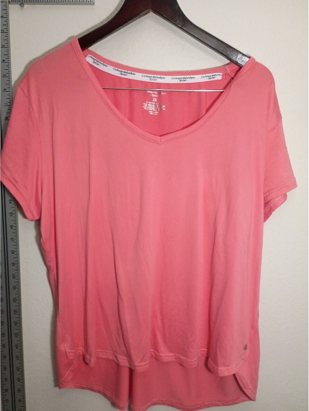 Catherine Malandrino Sport Pink V-Neck Short Sleeve Top 2X